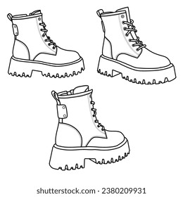 Winter boots isolated on a white background, vector illustration.