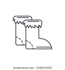 Winter boots line icon concept. Winter boots vector linear illustration, symbol, sign