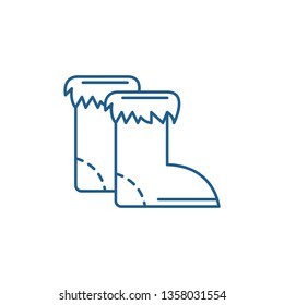 Winter boots line icon concept. Winter boots flat  vector symbol, sign, outline illustration.