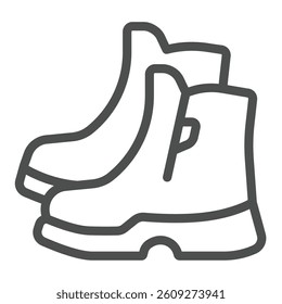 Winter boots pair line icon, charitable donation concept. Vector graphics. Boots with zipper, footwear sign on white background, outline style icon for mobile or web design