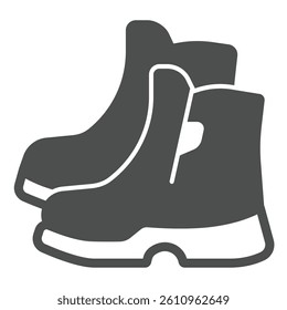 Winter boots pair solid icon, charitable donation concept. Vector graphics. Boots with zipper, footwear sign on white background, glyph style icon for mobile or web design