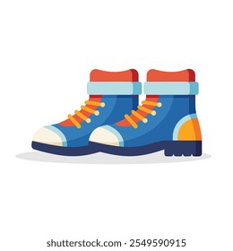 Winter boots shoes isolated flat vector illustration on white background