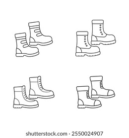 Botas de invierno, botas de nieve Vector Icon Line Art.