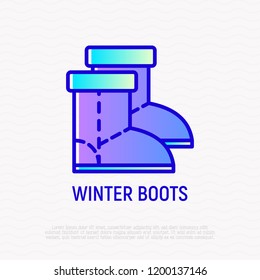 Winter boots thin line icon. Modern vector illustration.