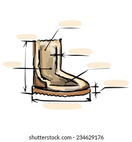 Winter boots ugg, sketch for your design