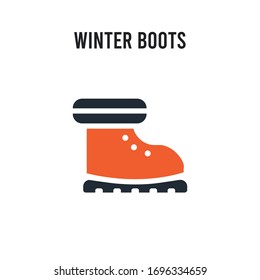 winter Boots vector icon on white background. Red and black colored winter Boots icon. Simple element illustration sign symbol EPS