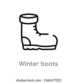 winter boots vector line icon. Simple element illustration. winter boots outline icon from winter concept. Can be used for web and mobile