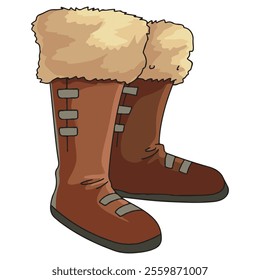 Winter boots (with fur) vector illustration