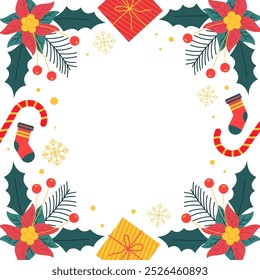 Winter border background template set for social media post, picture frame, or banner