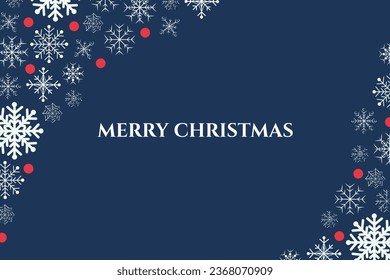 Borde invernal con copo de nieve. Tarjeta de Navidad con fondo azul. Ilustración del vector