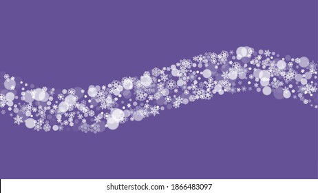 Winter border with ultra violet snowflakes. New Year backdrop. Snow frame for flyer, gift card, invitation, business offer and ad. Christmas trendy background. Holiday frosty banner with winter border