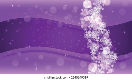 Winter border with ultraviolet snowflakes. New Year backdrop. Snow frame for flyer, gift card, invitation, business offer and ad. Christmas trendy background. Holiday snowy banner with winter border