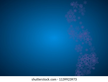 Winter border with ultraviolet snowflakes. Snow frame for gift coupons, vouchers, ads, party events. Christmas trendy background. Holiday winter border. New Year frosty backdrop