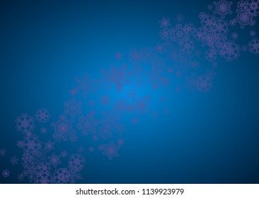 Winter border with ultraviolet snowflakes. Snow frame for flyer, gift card, party invite, retail offer and ad. Christmas trendy background. Holiday winter border. New Year snowy backdrop