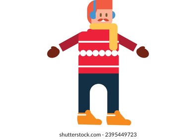 winter boy icons,Winter holiday,Happy characters,Child are engaged in winter activities on the street on a white background., playing snow,Vector illustration,play 
