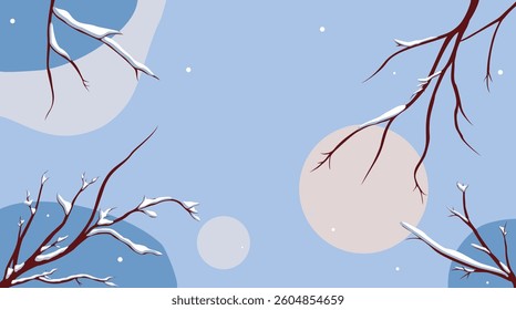Winter branches with snow illustration vector