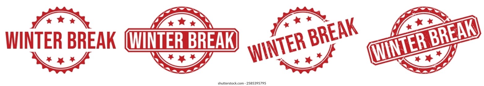 WINTER BREAK rubber stamp vector illustration on white background