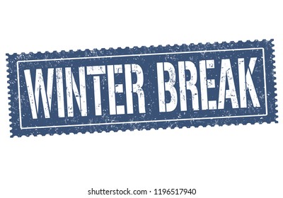 Winter Break Sign Or Stamp On White Background, Vector Illustration