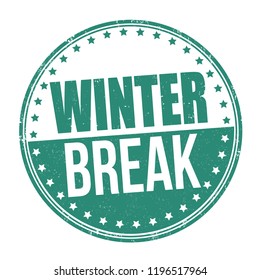 Winter Break Sign Or Stamp On White Background, Vector Illustration