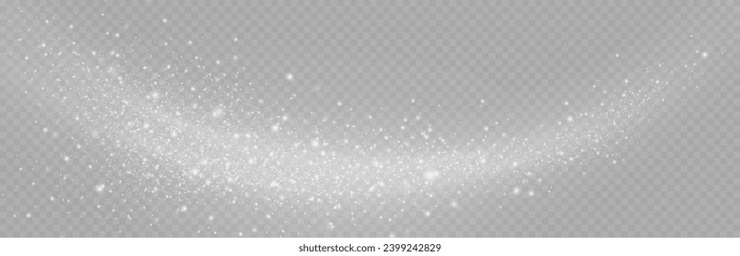 
Winter breeze with dust.Snow and wind on transparent background.Light effect of wind air flow, cold fresh wave vector.