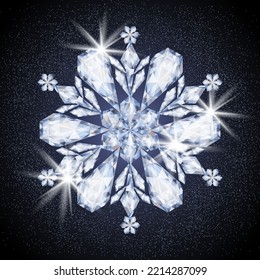 Winter brilliant diamond snowflake card,vector illustration	