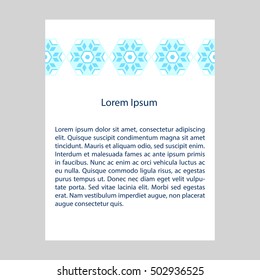 Winter brochure in minimalistic style. Vector eps10. Snowflake business design.