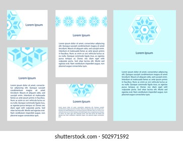 Winter brochures in minimalistic style. Vector eps10. Snowflake business design.