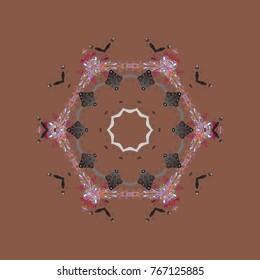 Winter brown, gray and violet christmas snow flat crystal element. Snowflake vector icon background. Xmas frost snow flake isolated silhouette symbol. Weather illustration ice collection. Vector.