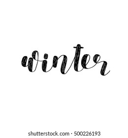 Winter. Brush hand lettering. Inspiring quote. Motivating modern calligraphy. Can be used for photo overlays, posters, holiday clothes, cards and more.