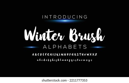 Winter Brush Script Modern Alphabet. Retro Typeface. Letters. Vector Alphabet. Exclusive Custom Letters. Vector illustration