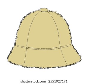 Winter bucket hats technical flat design vector mockup template.