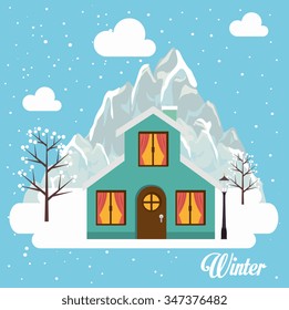 Winter and buildings graphic design, vector illustration