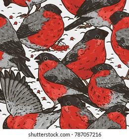 winter bullfinches pattern