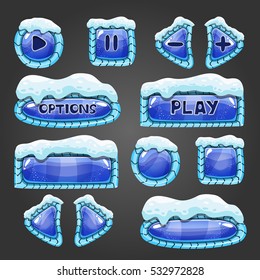 Winter buttons with snow