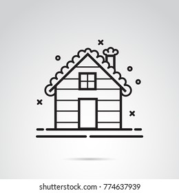 Winter cabin, house vector icon.