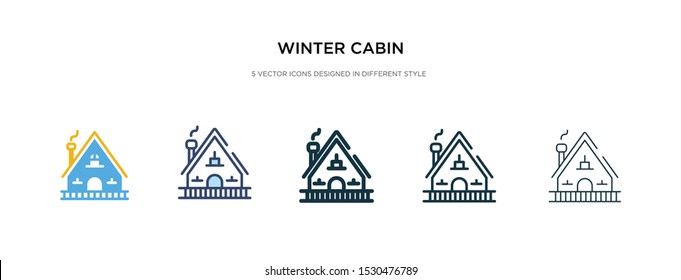 winter cabin icon in different style vector illustration. two colored and black winter cabin vector icons designed in filled, outline, line and stroke style can be used for web, mobile, ui