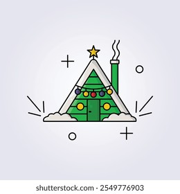 winter cabin icon vector illustration design, template element xmas symbol sticker design