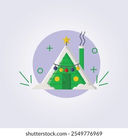 winter cabin icon vector illustration design, template element xmas symbol sticker design