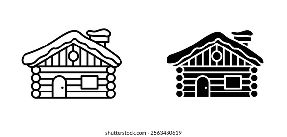 Winter Cabin icons in outline and fill. vector illustration for ui.