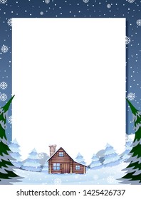 Winter cabin note template illustration