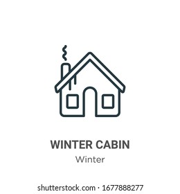 Winter cabin outline vector icon. Thin line black winter cabin icon, flat vector simple element illustration from editable winter concept isolated stroke on white background