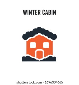 winter Cabin vector icon on white background. Red and black colored winter Cabin icon. Simple element illustration sign symbol EPS