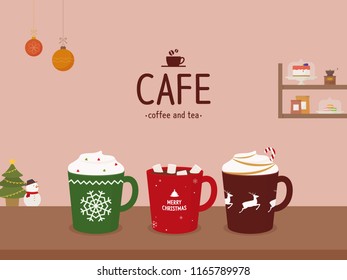 Winter cafe illustration
