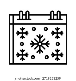 Winterkalender Datum Vektorgrafik, Symbol für Linienstil
