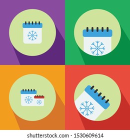 Winter Calendar Four Color Flat Icon Logo Vector Illustration with Different Style 