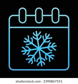 Winter Calendar Icon Blue Gradient 