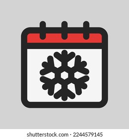 Winter calendar icon in filled line style, use for website mobile app presentation