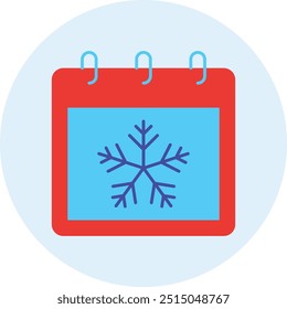Winter Calendar Icon or Illustration for Seasonal Scheduling, Representing Cold Weather, December, and Holiday Planning