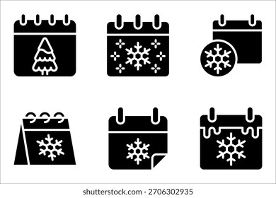Winter calendar icon set, use for website mobile app presentation, vector illustration on white background