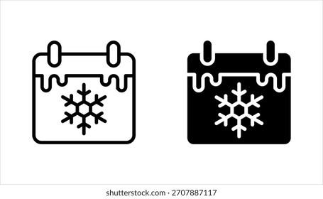 Winter calendar icon set, use for website mobile app presentation, vector illustration on white background